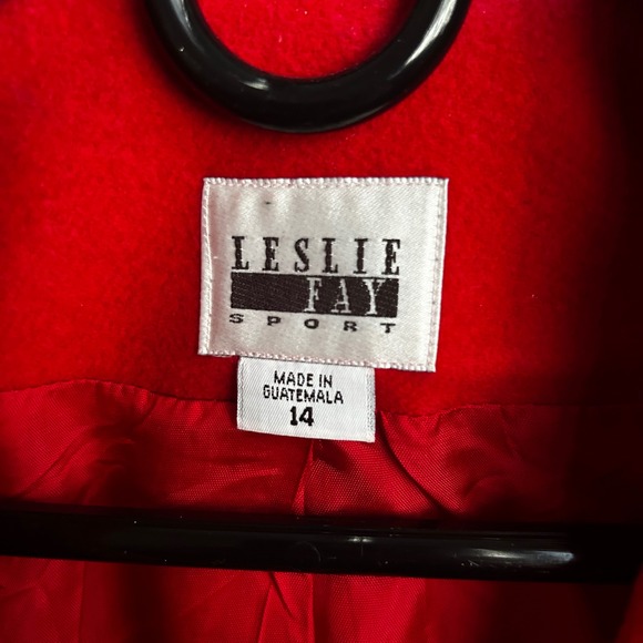 Leslie Fay Sport Red Wool Blend Blazer Jacket Button Front Pockets Women Size 14 - Picture 5 of 7